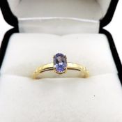 18k Gold on Sterling Silver Tanzanite Ring New with Gift Pouch