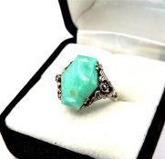 Vintage Artisan Sterling Silver Amazonite Ring