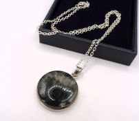 Sterling SilvervMoss Agate Pendant Necklace New with Gift Pouch
