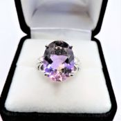 Sterling Silver Solitaire Amatrine Ring 10cts New with Gift Box