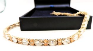Sterling Silver Gemstone Tennis Bracelet 36CTS New with Gift Box