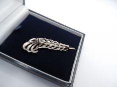 Vintage Sterling Silver Marcasite Leaf Brooch