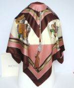 RICHEL Paris Silk Scarf 86cm Square Unused in Original Box