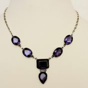 Art Deco Sterling Silver Amethyst Necklace c. 1930's