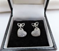 Sterling Silver Diamond Earrings New With Gift Box