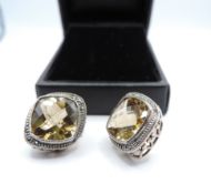 Sterling Silver 12CT Lemon Citrine Earrings New with Gift Box