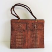 Vintage Crocodile Skin Handbag Circa 1950's