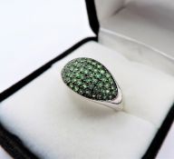 Green Tourmaline Gemstone Ring in Sterling Silver NEW with Gift Pouch