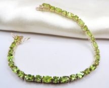 Sterling Silver Peridot Tennis Bracelet 9.3 Carats New with Gift Box