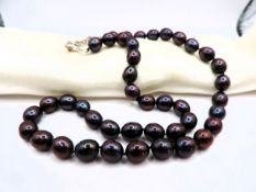Peacock Cultured Pearl Necklace 8mm Pearls Silver Clasp New With Gift Box