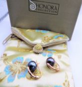 Honora Peacock Cultured Pearl Earrings Rose Gold Silver New with Gift Box