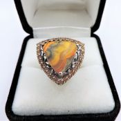 Bumble Bee Jasper Citrine Ring 8 carats Sterling Silver New with Gift Pouch