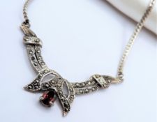 Vintage Garnet Necklace Sterling Silver