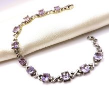 Sterling Silver Rose de France Amethyst Tennis Bracelet 22cts New With Gift Box