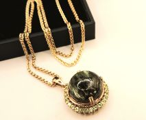 Gold Sterling Silver Peridot Green Seraphinite Pendant Necklace New with Gift Box