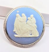 Sterling Silver Wedgwood Jasperware Brooch c. 1960's