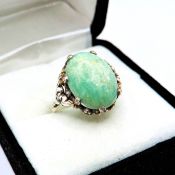 Vintage Artisan Sterling Silver Cabochon Amazonite Ring
