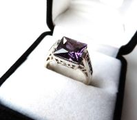 Sterling Silver Amethyst Ring 6 carats New with Gift Pouch