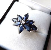 Sterling Silver Sapphire Ring 6 carats New with Gift Pouch