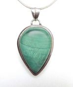 Artisan Sterling Silver Teardrop Cabochon Amazonite Pendant Necklace