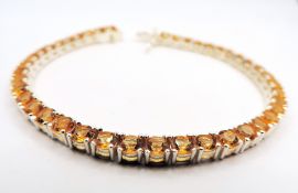 Sterling Silver Citrine Gemstone Tennis Bracelet New With Gift Box