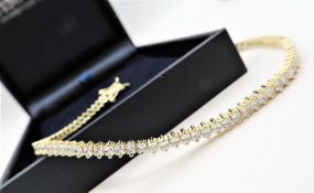 14K Gold on Sterling Silver Tennis Bracelet New with Gift Box