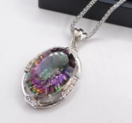 Sterling Silver Mystic Topaz Pendant Necklace 14cts New with Gift Box
