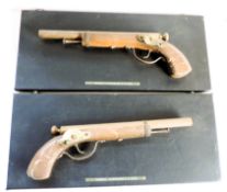 Pair Decorative General Ironmongers Pistols Wall Mounted on Plaques 46cm Wide