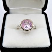 Vintage Artisan Sterling Silver 3.5ct Rose de France Amethyst Ring