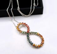Sterling Silver Tutti Frutti Topaz Gemstone Necklace New with Gift Pouch