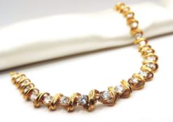 Gold Sterling Silver White Gemstone Bracelet New With Gift Box