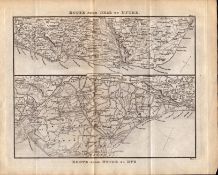 Route Rye To Deal To Hythe & Rye King George IV Antique Map.