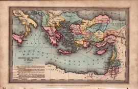 Voyages & Travels of St Paul Antique Detailed Biblical William IV Map.