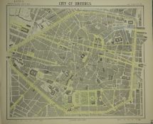 City of Brussels Belgium Victorian Letts 1882 Antique Coloured Map.