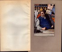 “The Publican” Antique 109 Years Old Jack B Yeats Colour Illustrated Book Plate.