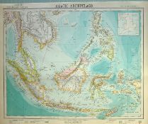 Asiatic Archipelago Coloured Detailed Letts 1883 Antique Map.