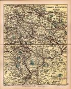Yorkshire Manufacturing Areas 1895 Antique Victorian Coloured Map.
