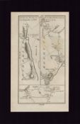 The Road From Dublin to Tralee 2 Mounted Antique 1777 George III Map.
