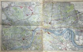 The City Of London Large 1884 Antique Detailed Coloured Map.