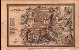 The City of Jerusalem Plan Antique Detailed Biblical William IV Map.