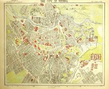 City Of Vienna Victorian Letts 1882 Antique Detailed Coloured Map.