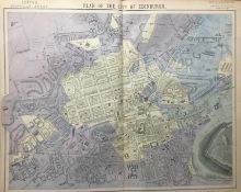 Plan of The City Of Edinburgh Letts 1884 Antique Detailed Coloured Map.
