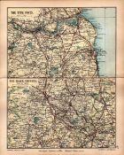 The Black County & the Tyne Ports 1895 Antique Coloured Map.