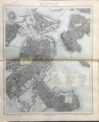 The City Of Boston USA Streets & Buildings Letts Detailed 1883 Antique Map.
