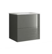 Brand New Boxed House Beautiful Ele-ment(s) Gloss Grey 600mm Wall Mounted Vanity with Basin RRP £...