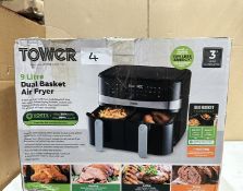 Tower 9L Dual Basket Air Fryer. RRP £100. Grade U