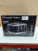 Russell Hobbs Inspire Black 4 Slice Toaster. RRP £60. Grade U