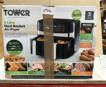 Tower Dual Basket Air Fryer. RRP £100. Grade U