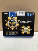 MSI Motherboard H81M-P33. RRP £80. Grade U