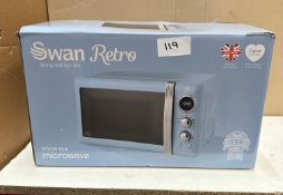 Swan Retro Blue Microwave. RRP £100. Grade U